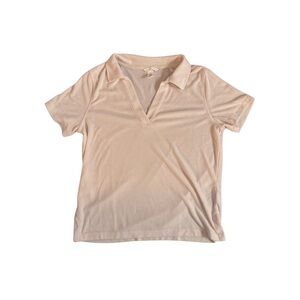 H&M Terry Cloth Cream Short Sleeve Polo Shirt